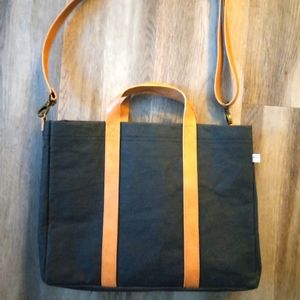 Vegan Heart & Hand waxed canvas Vegan cross-body tote